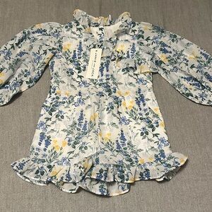Janie and Jack Blue and Yellow Floral Blouse Romper